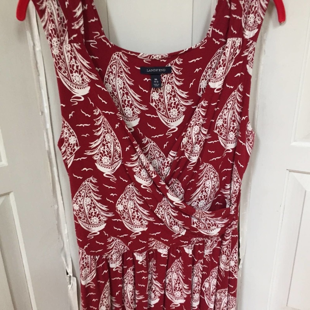 Lands' End Red & White Sailboat Print Dress - Picture 5 of 16